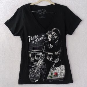 Ride Or Die Chick Women's Partner In Crime Skeleton‎ Mob Biker Shirt Size L